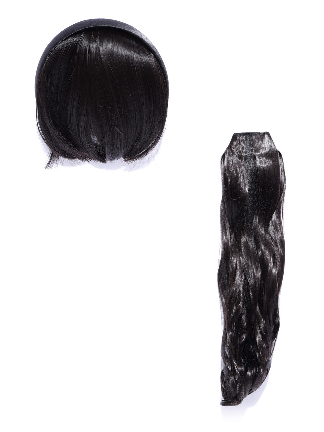 

CHANDERKASH Set of 2 Black Solid Nylon and Synthetic Hair Extensions