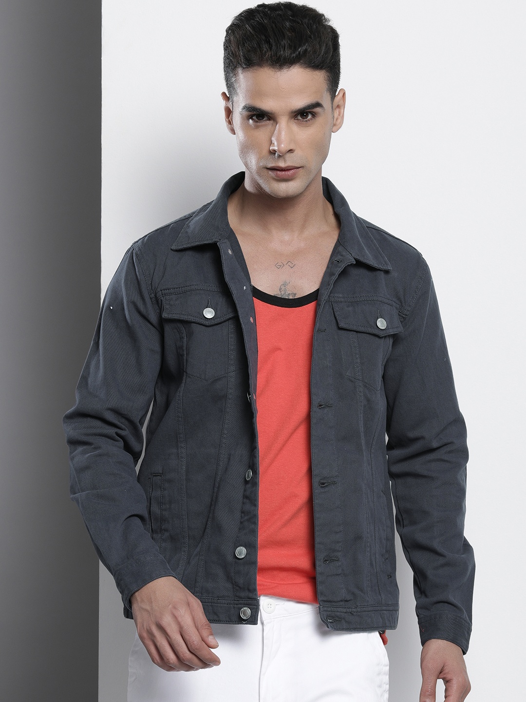 

The Indian Garage Co Men Lightweight Bomber Jacket, Grey