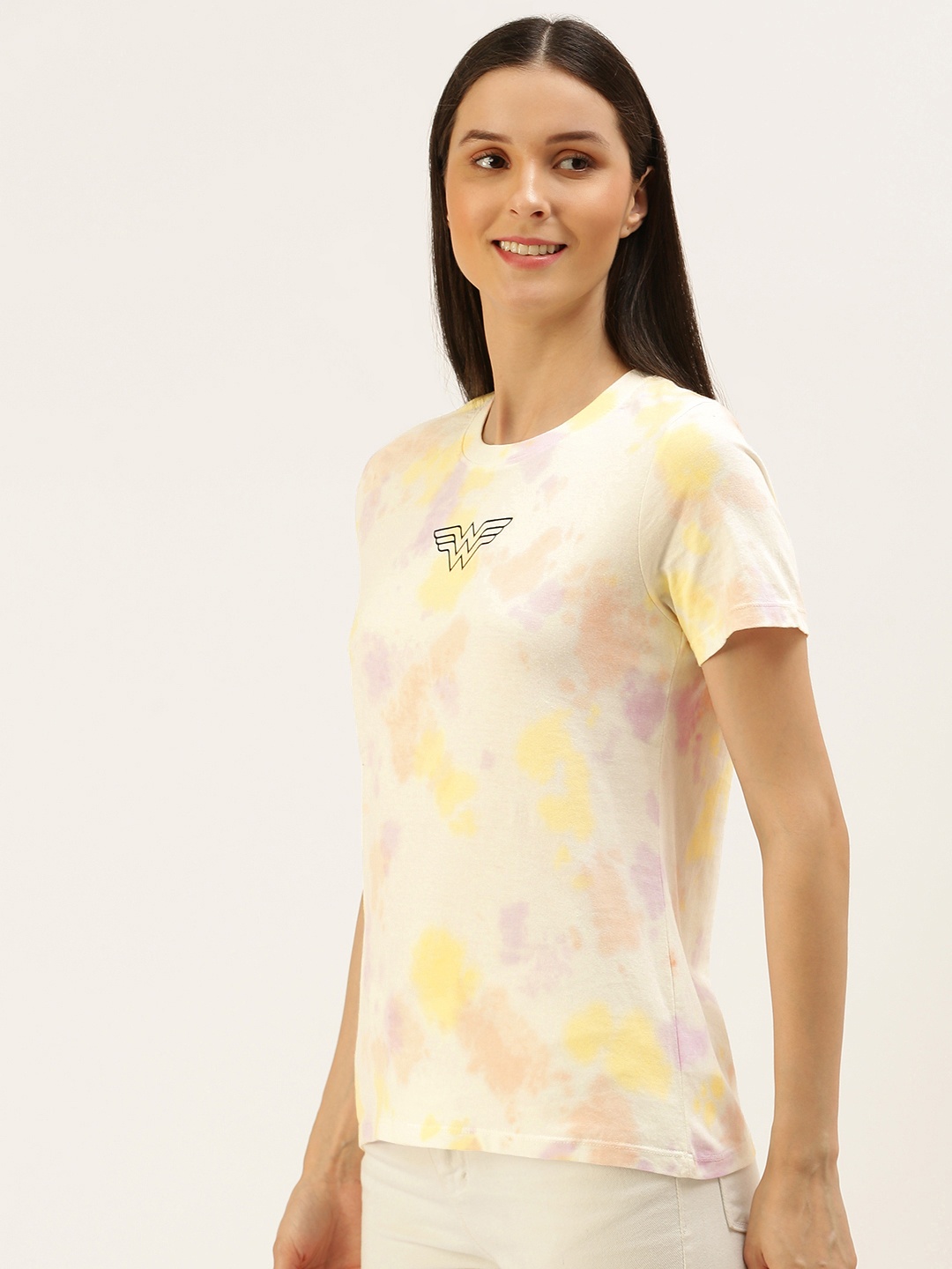 

Wonder Woman White & Yellow Pure Cotton Solid T-shirt