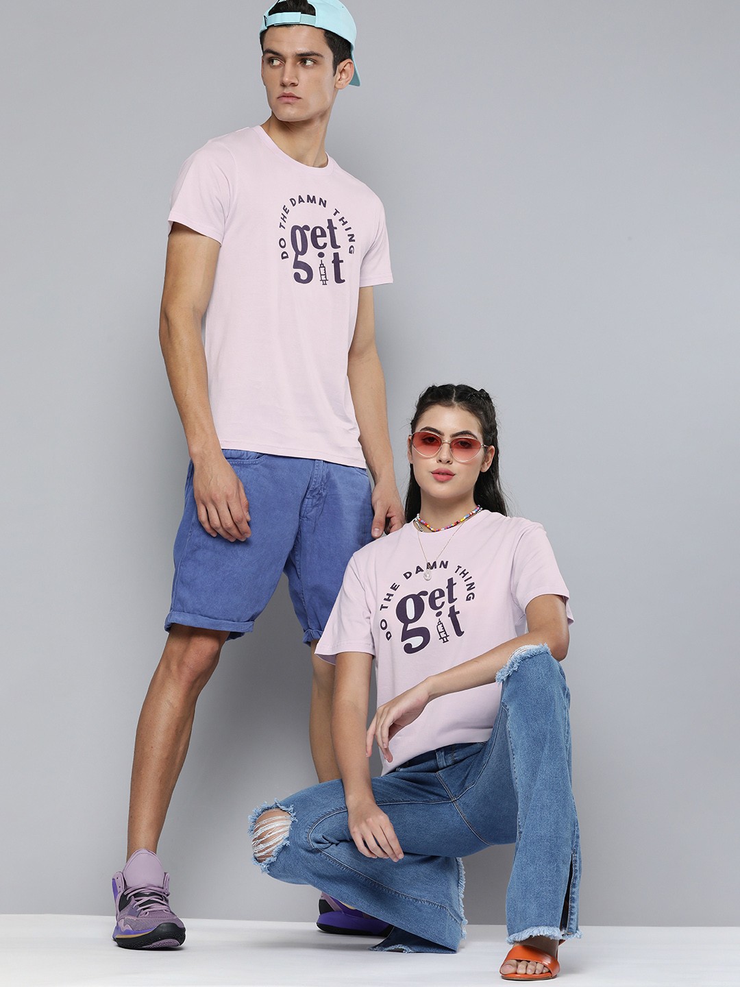 

Kook N Keech Unisex Lavender Typography Printed Pure Cotton Vaccination Drive T-shirt
