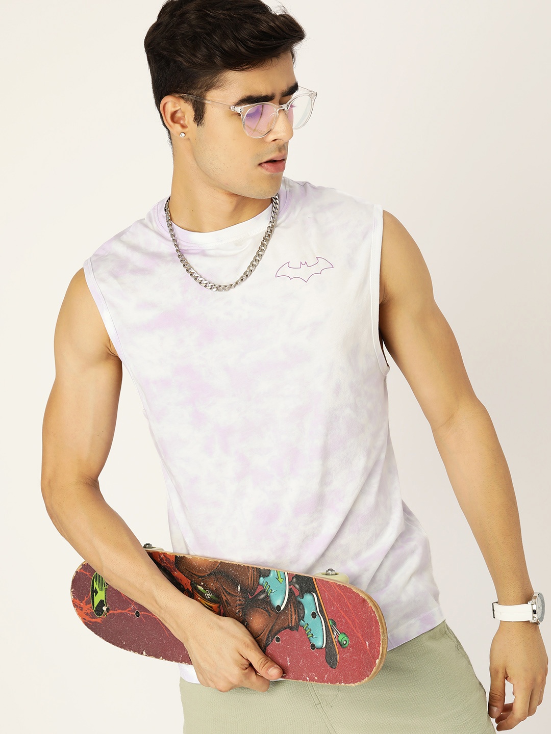 

Kook N Keech Batman Men White & Lavender Tie and Dye T-shirt
