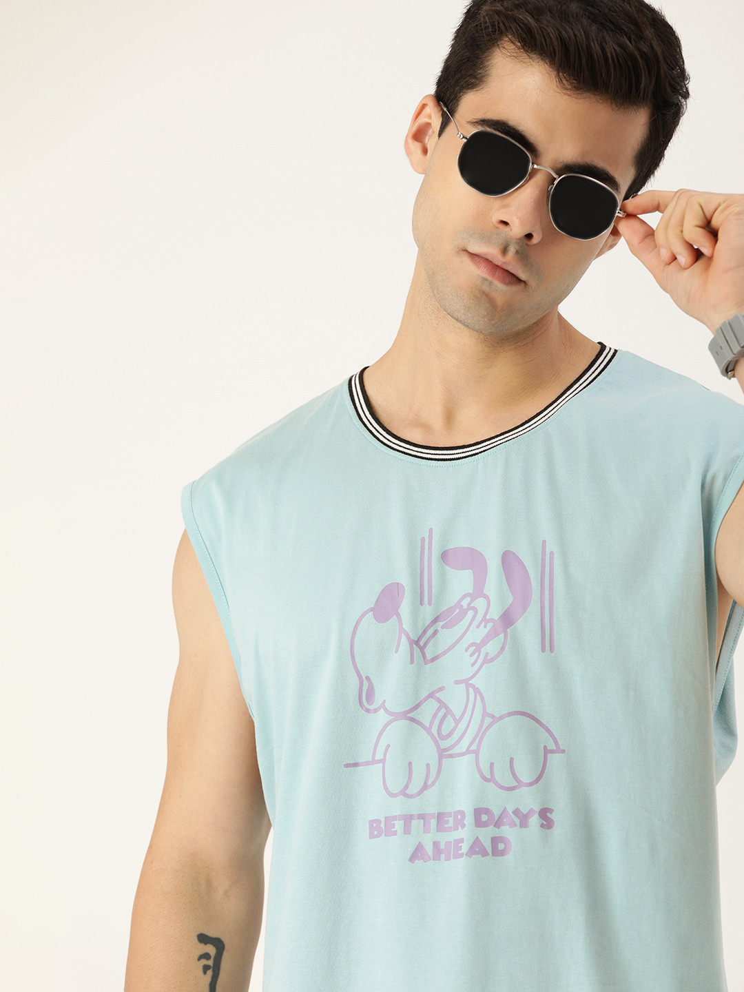 

Kook N Keech Disney Men Blue Typography Printed Pure Cotton T-shirt