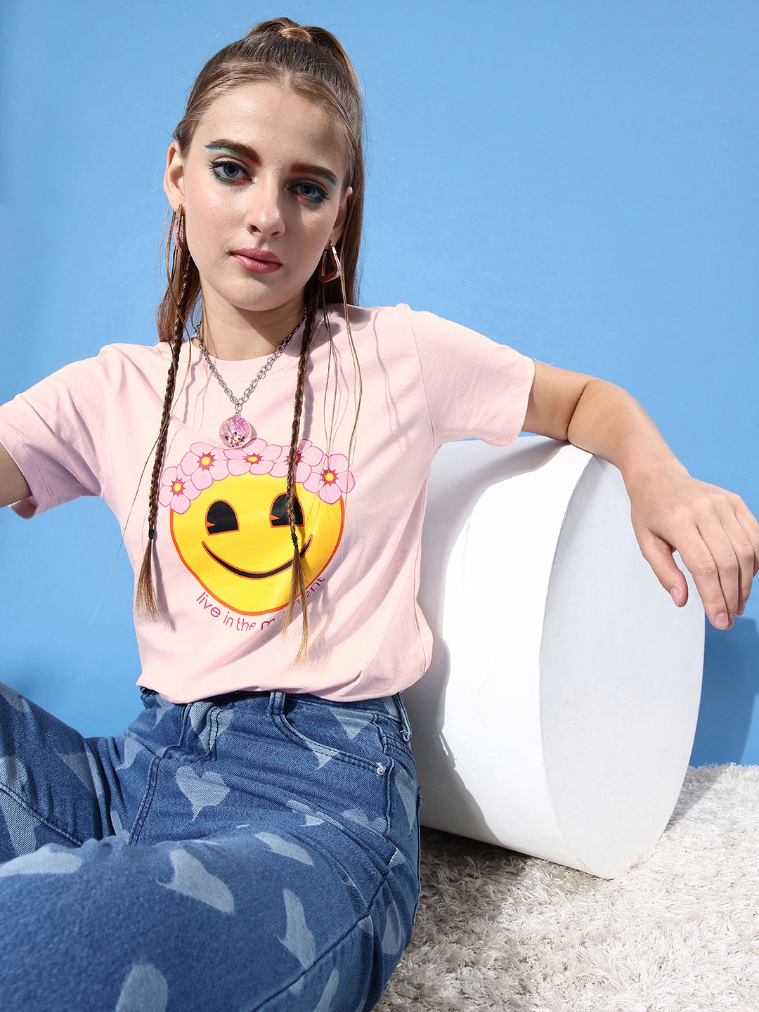 

Kook N Keech Emoji Women Pretty Pink Humour Joyful Conversation T-Shirt