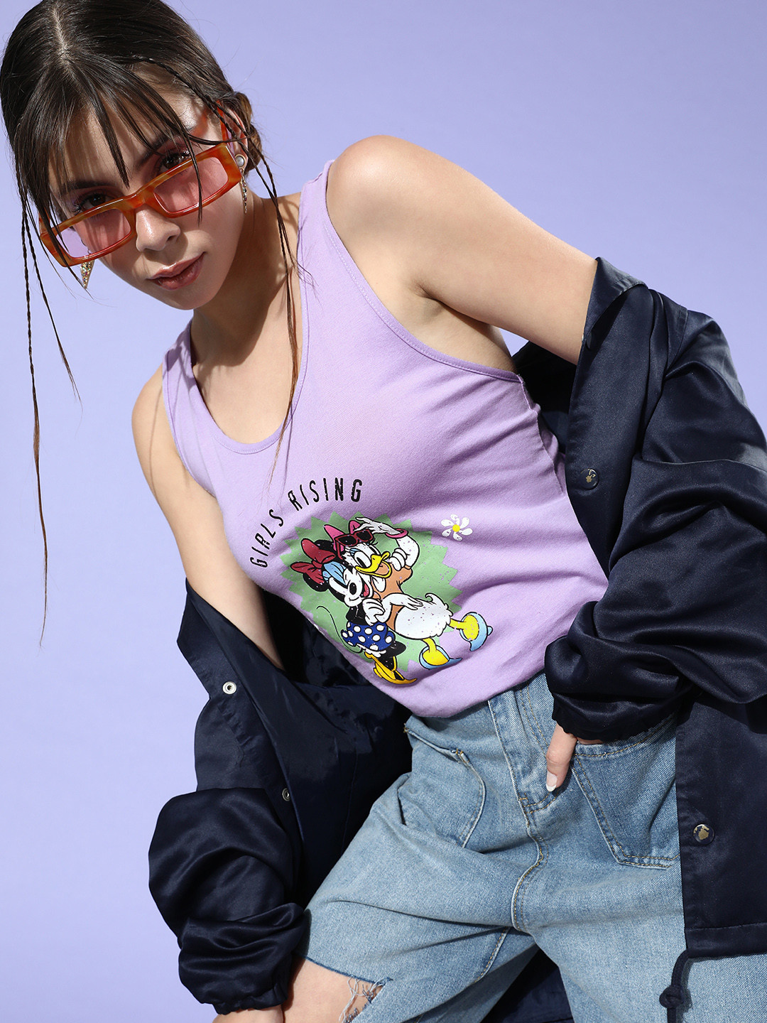

Kook N Keech Disney Women Elegant Lavender Humour and Comic Joyful Conversation Tshirt