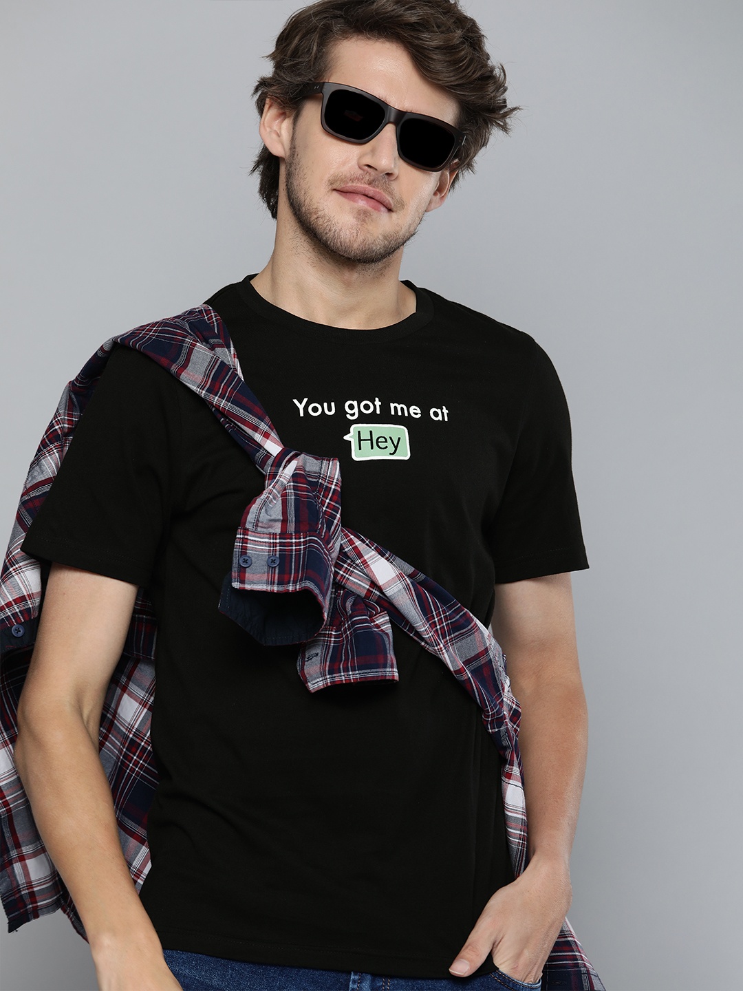 

Kook N Keech Valentine Men Black Typography Printed Pure Cotton T-shirt