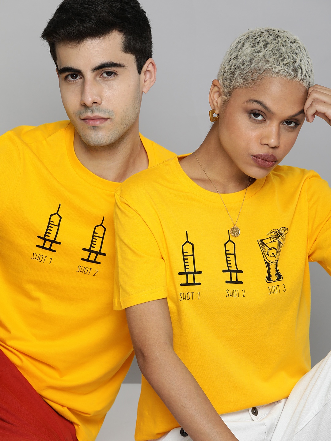 

Kook N Keech Unisex Yellow Typography Printed Pure Cotton Vaccination Drive T-shirt