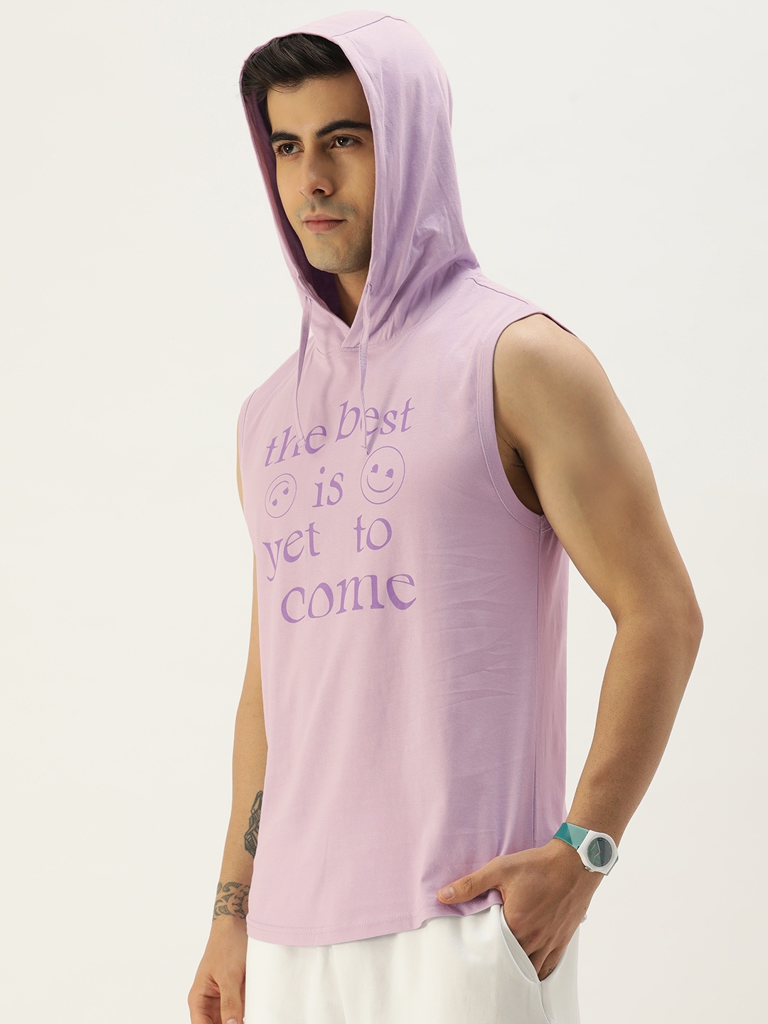 

Kook N Keech Emoji Men Lavender Typography Printed Pure Cotton T-shirt