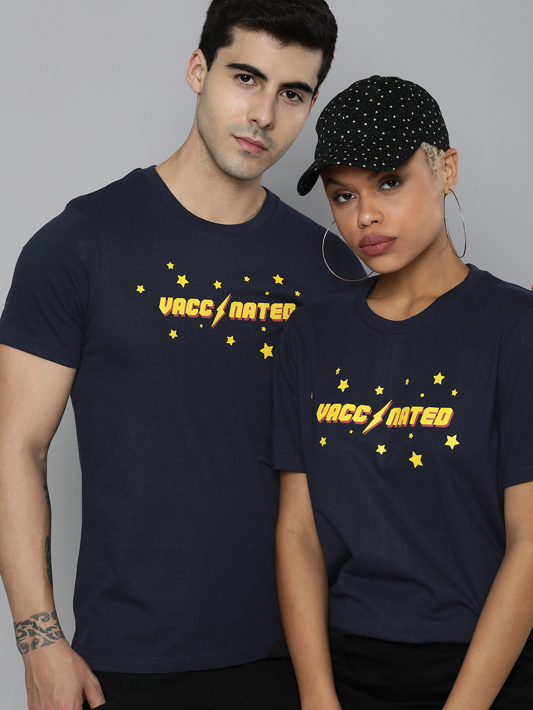 

Kook N Keech Unisex Navy Blue Typography Printed Pure Cotton Vaccination Drive T-shirt