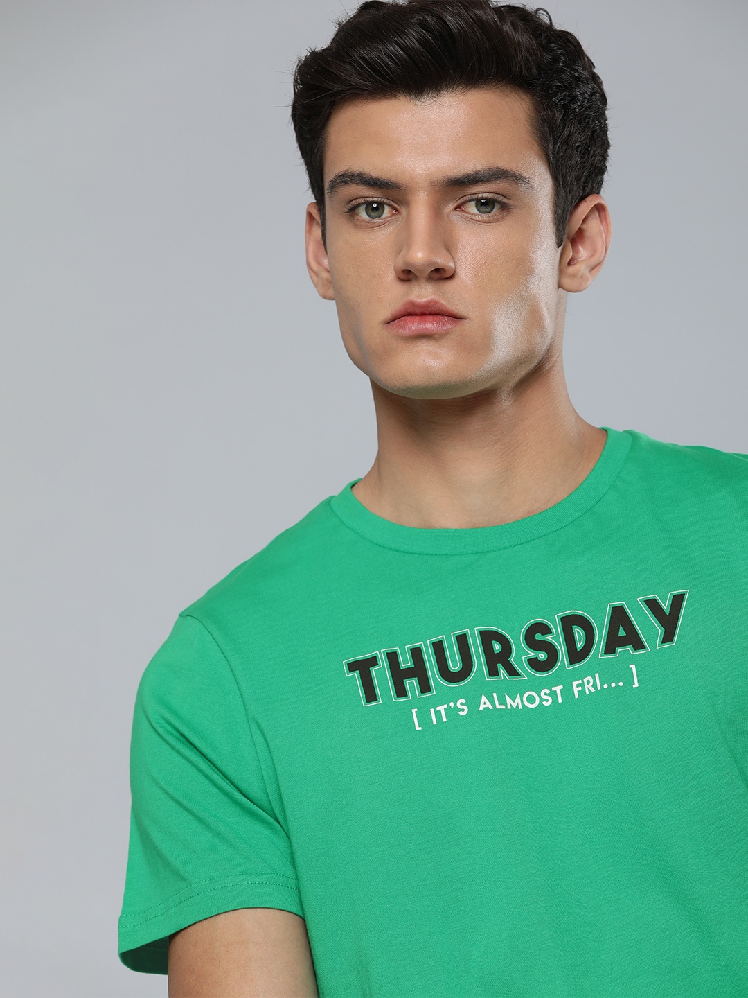 

Kook N Keech Unisex Green & Black Typography Printed Pure Cotton T-shirt