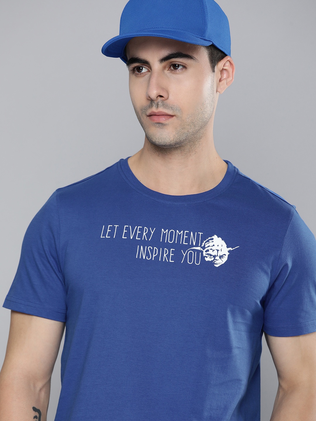 

Kook N Keech Star Wars Men Blue & White Typography Printed Pure Cotton T-shirt