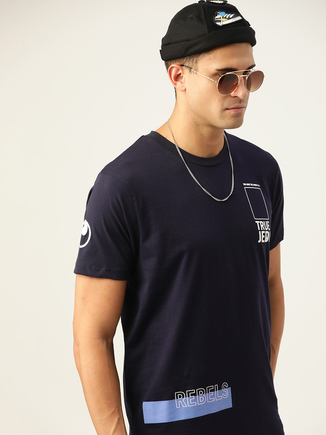 

Kook N Keech Star Wars Men Navy Blue Star Wars Printed Pure Cotton Relaxed T-shirt