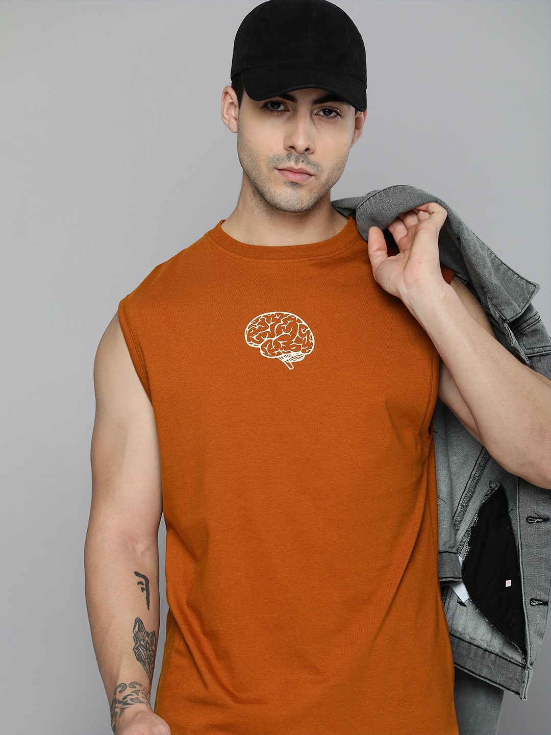 

Kook N Keech Men Rust Orange T-shirt with Printed Detailing