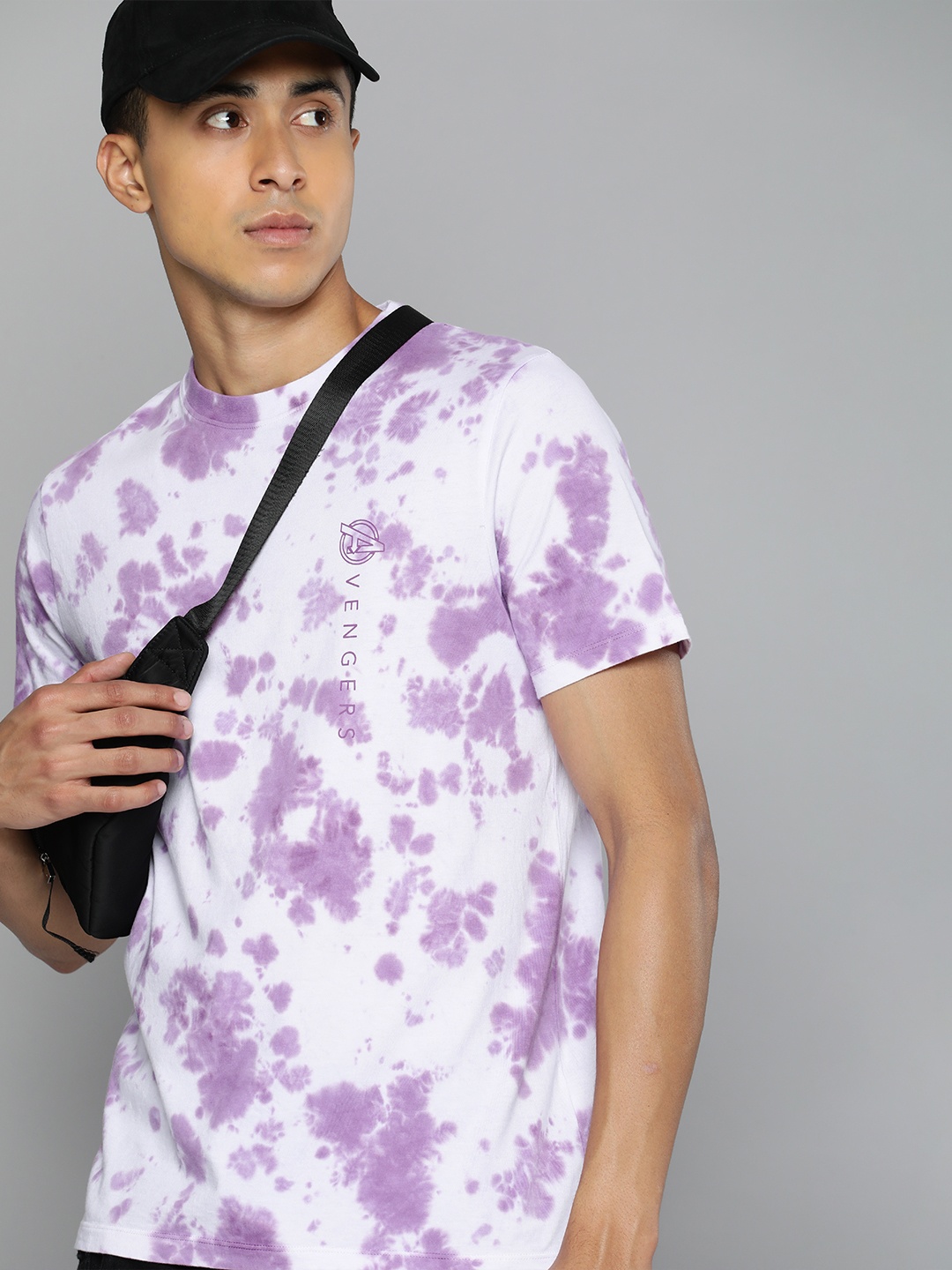 

Kook N Keech Marvel Men White & Purple Avengers Dyed Pure Cotton Relaxed T-shirt