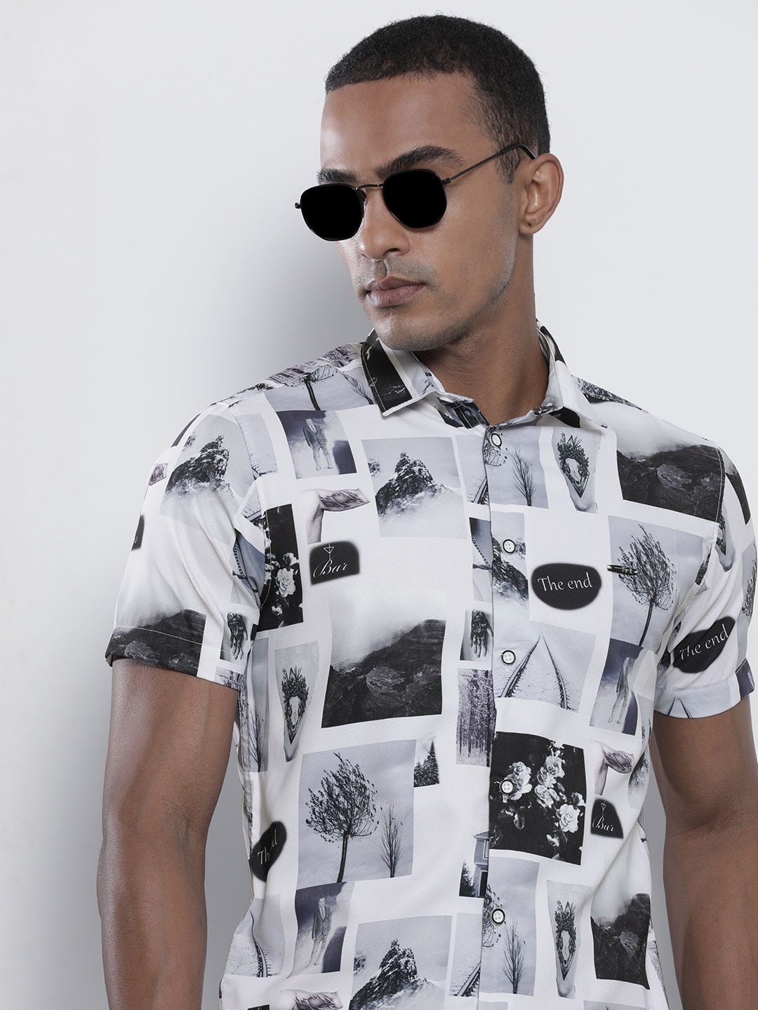 

The Indian Garage Co Men White & Black Printed Casual Shirt
