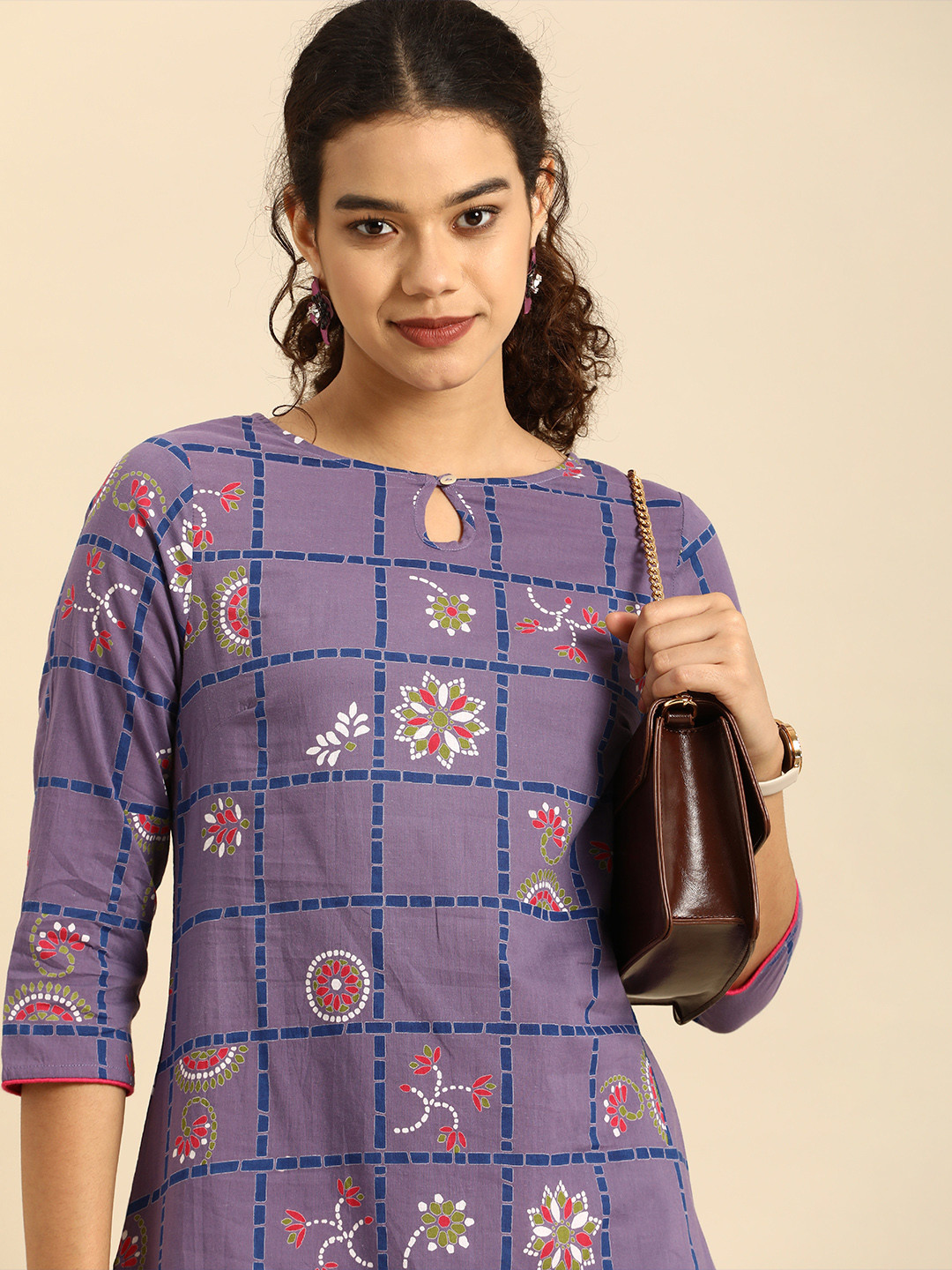 

Anouk Women Purple & Blue Floral Printed Floral Kurta