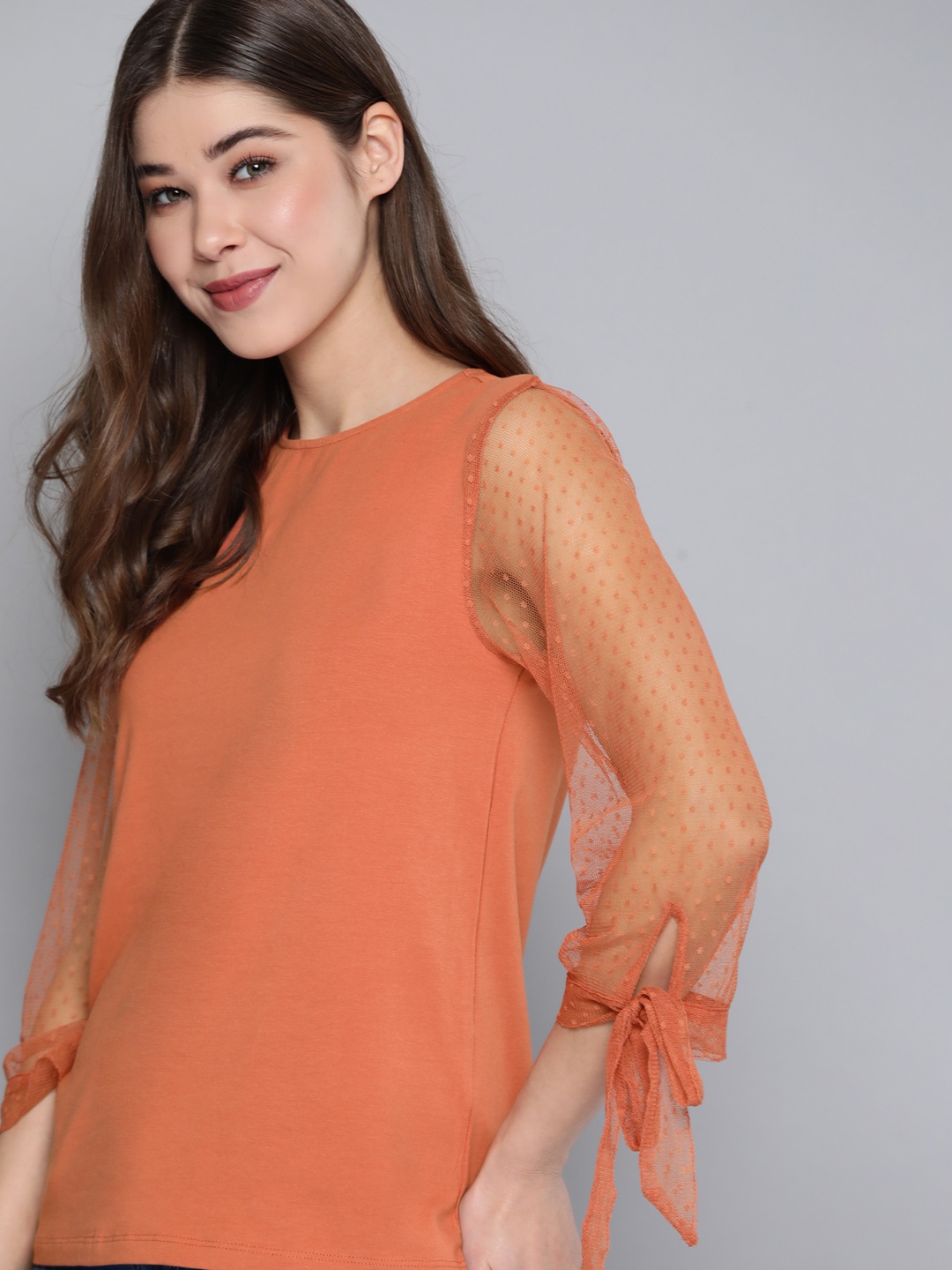 

Mast & Harbour Women Rust Orange Solid Top