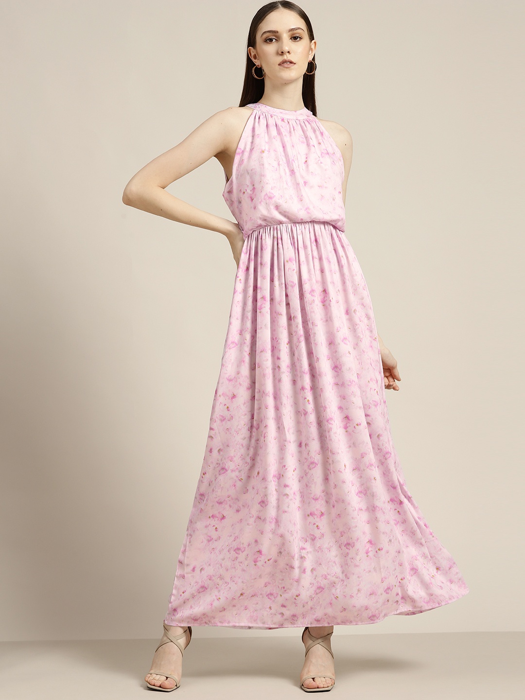 

her by invictus Pink & White Floral Printed Maxi Dress