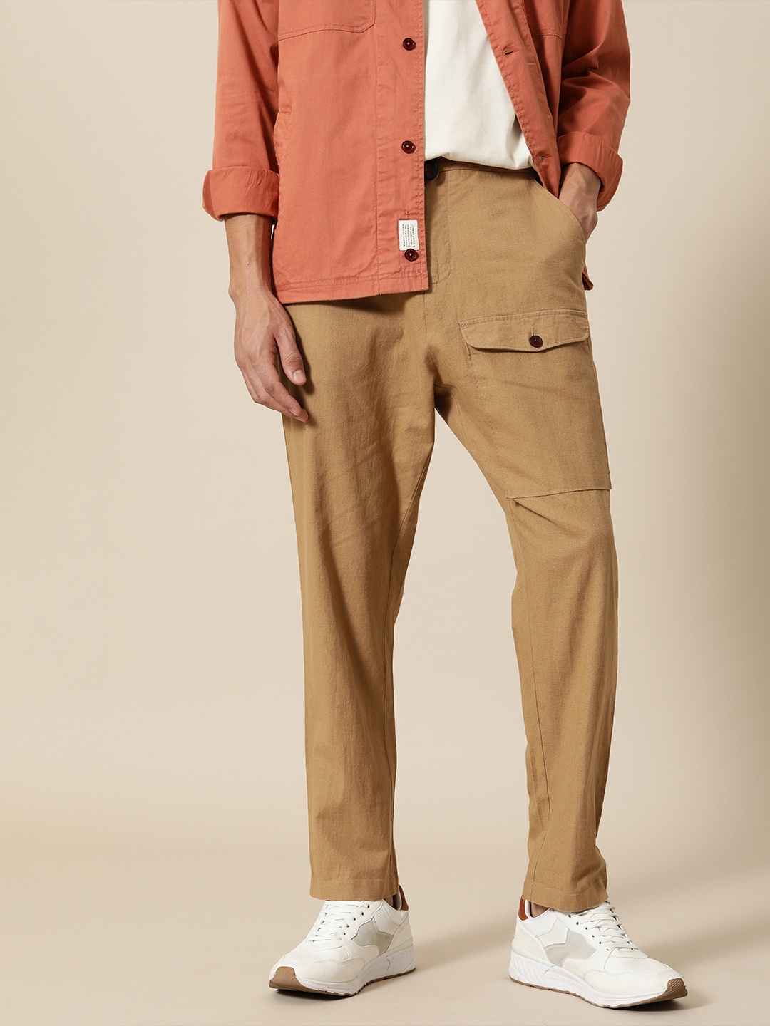 

Mr Bowerbird Men Camel Brown Liberal Fit Trousers