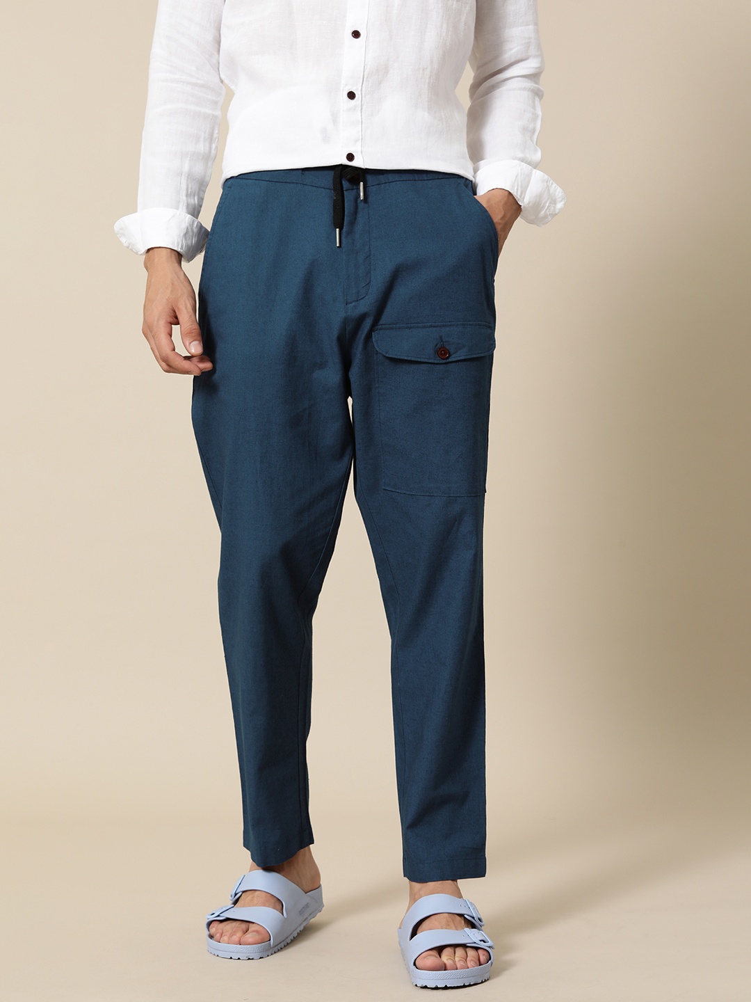 

Mr Bowerbird Men Navy Blue Liberal Fit Trousers