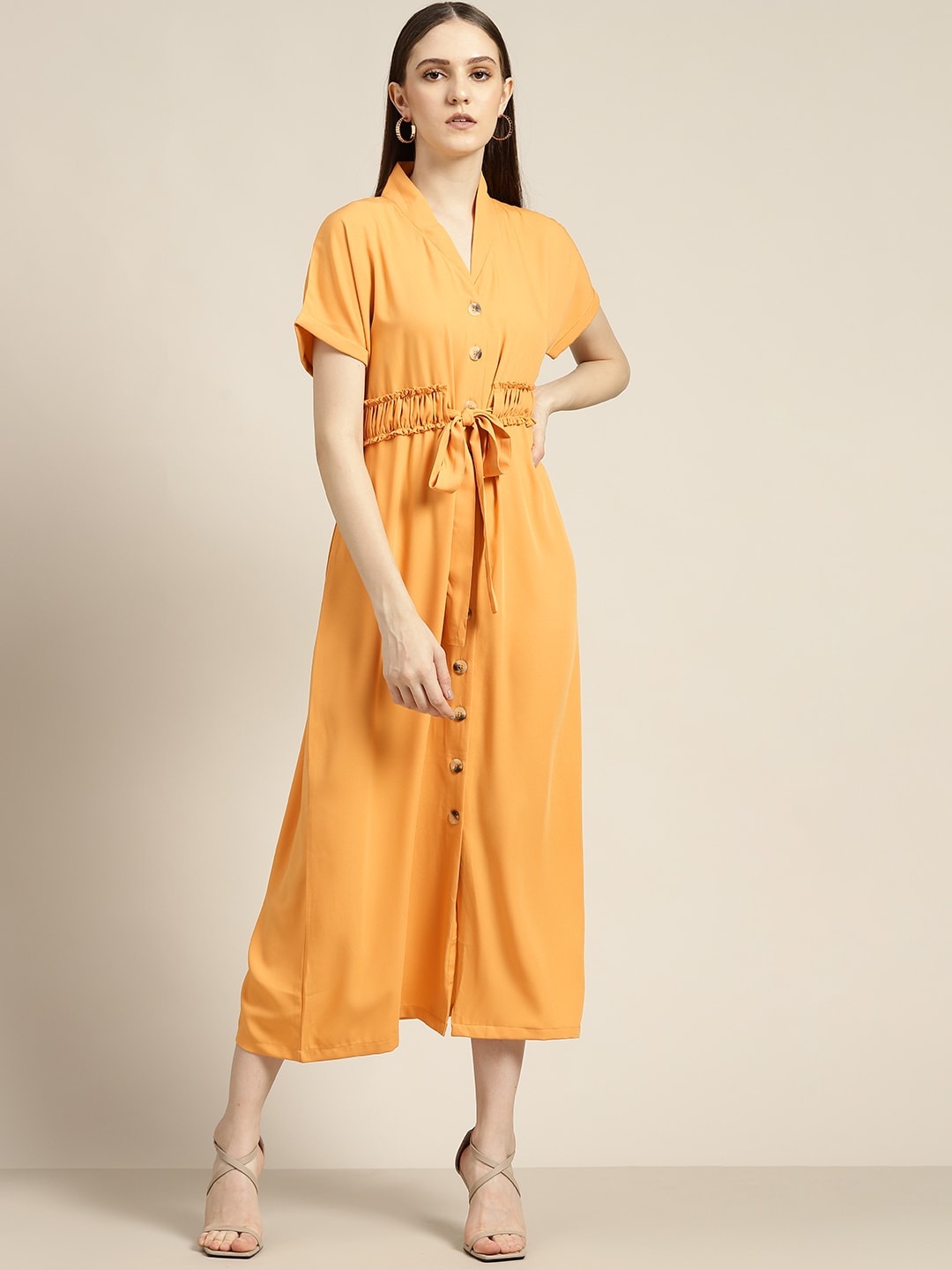 

her by invictus Mustard Yellow Solid Maxi Dress