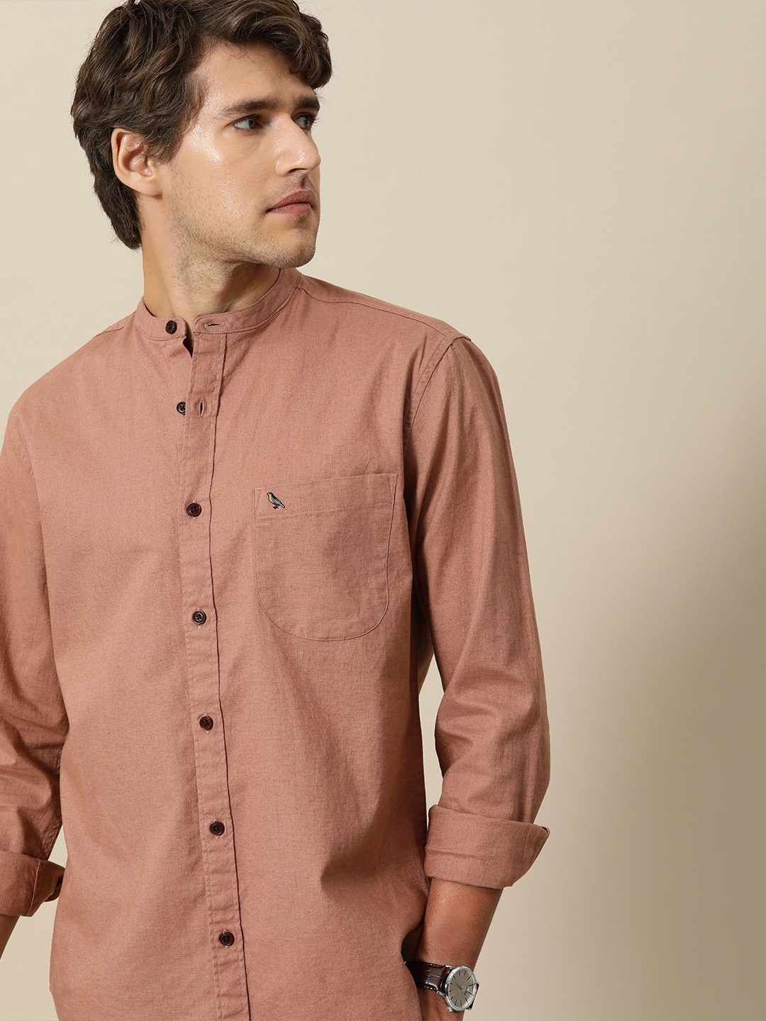 

Mr Bowerbird Men Pink Solid Tailored Fit Casual Shirt