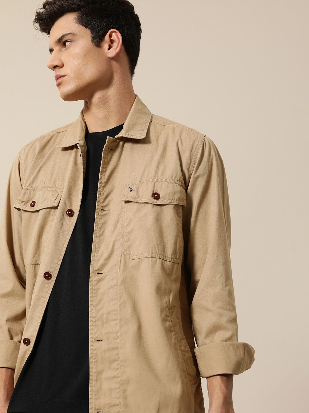 

Mr Bowerbird Men Beige Liberal Fit Casual Shirt