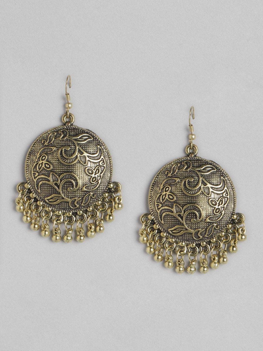 

Anouk Gold-Toned Antique Circular Drop Earrings