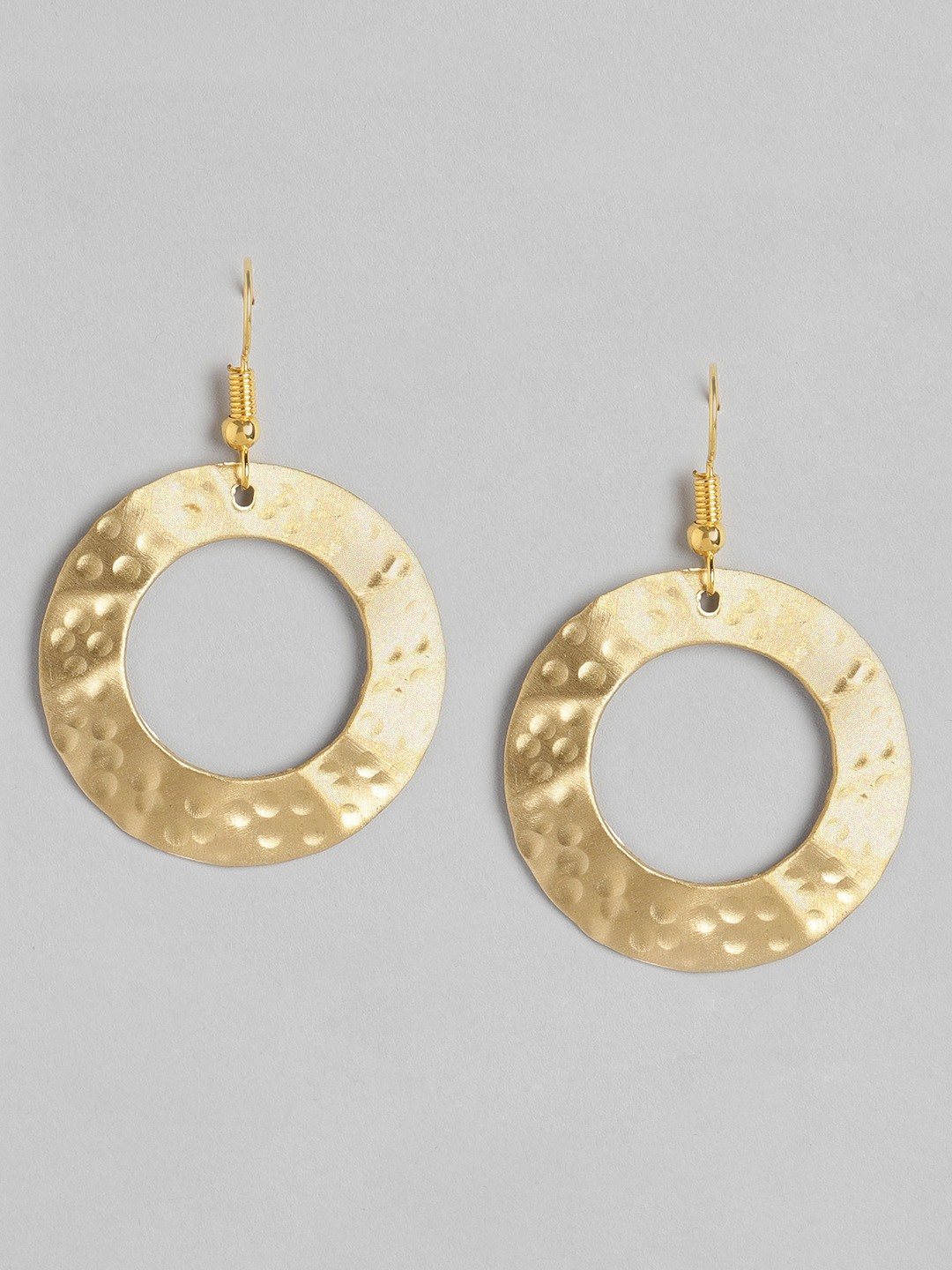 

Anouk Gold-Toned Circular Hammered Effect Drop Earrings