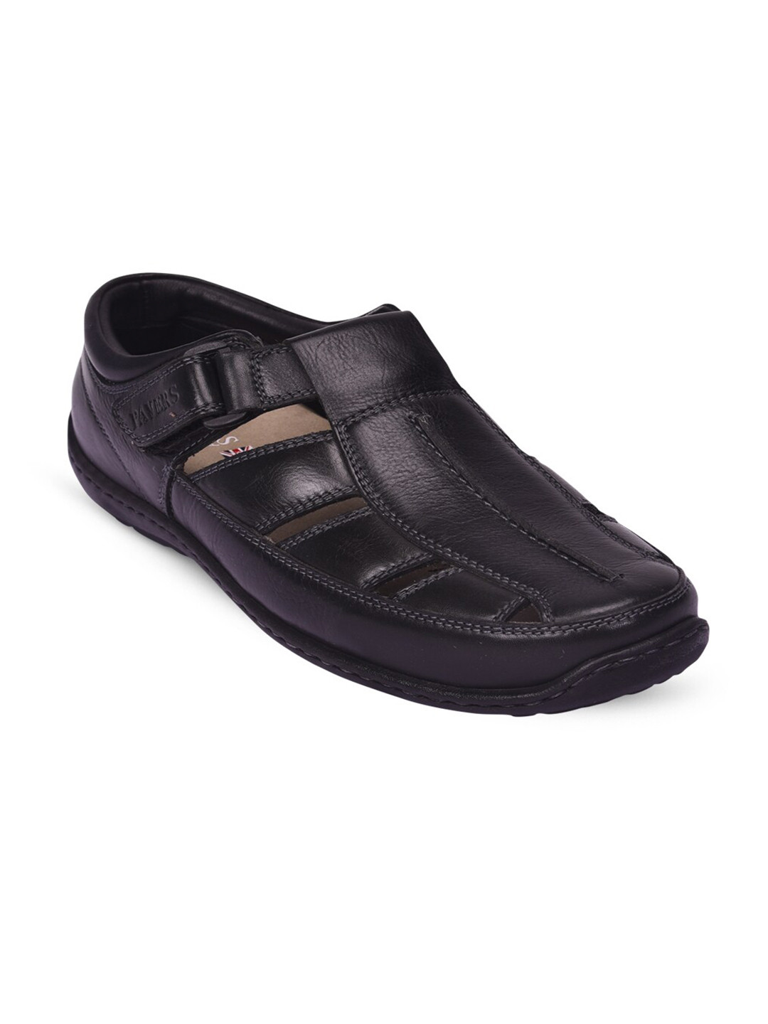 

Pavers England Men Black Leather Fisherman Sandals