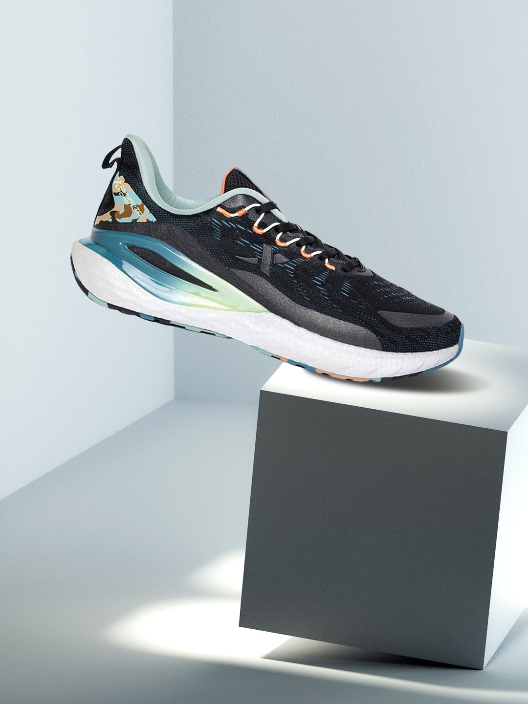 

Xtep Men Black Textile Running Non-Marking Shoes