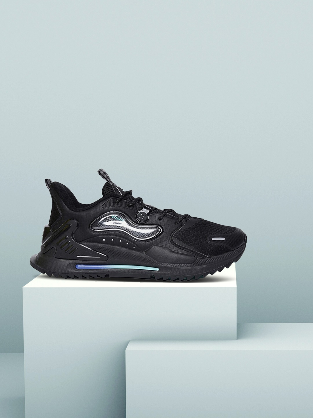

Xtep Men Black Textile Training or Gym Non-Marking Shoes