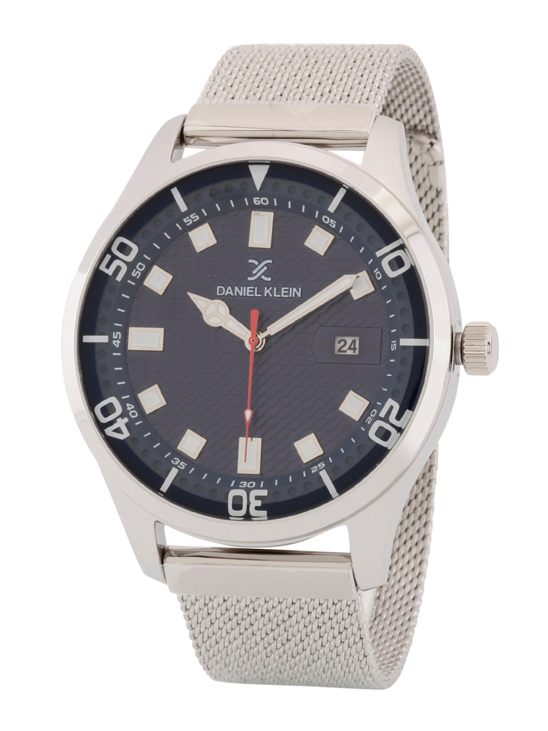 

Daniel Klein Men Blue Printed Dial & Silver Toned Stainless Steel Bracelet Style Straps Analogue Watch