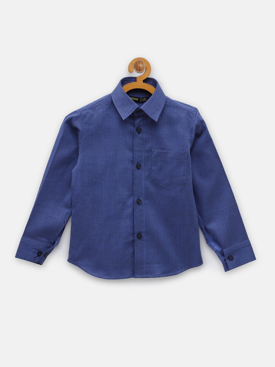 

NYNSH Boys Navy Blue Opaque Striped Casual Shirt
