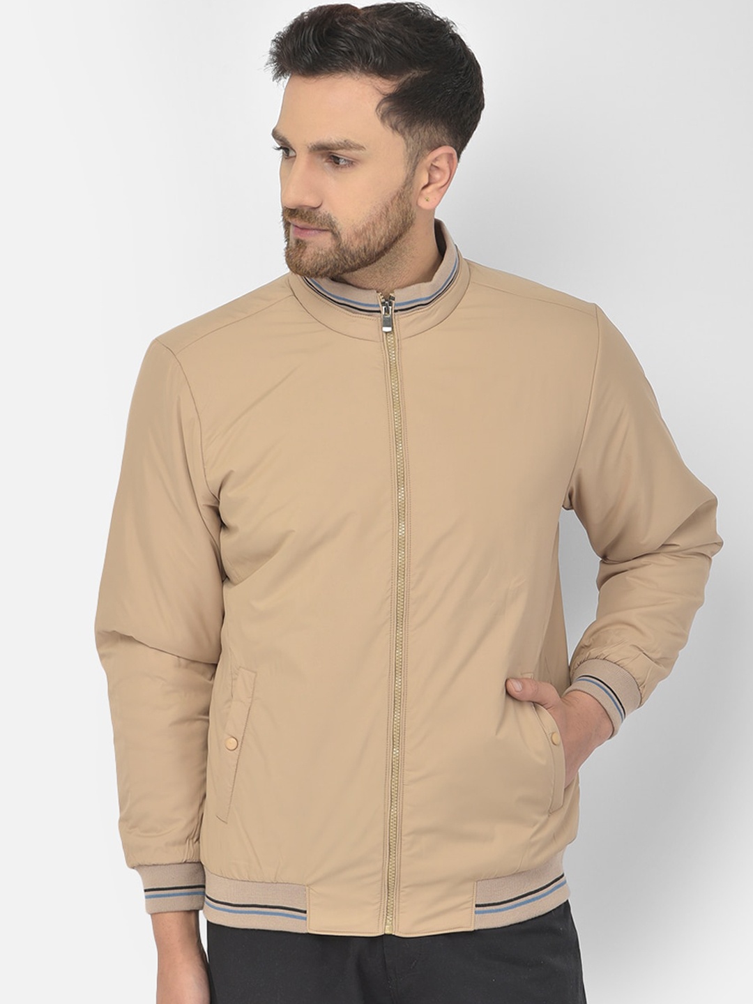 

COBB Men Beige Lightweight Bomber Jacket