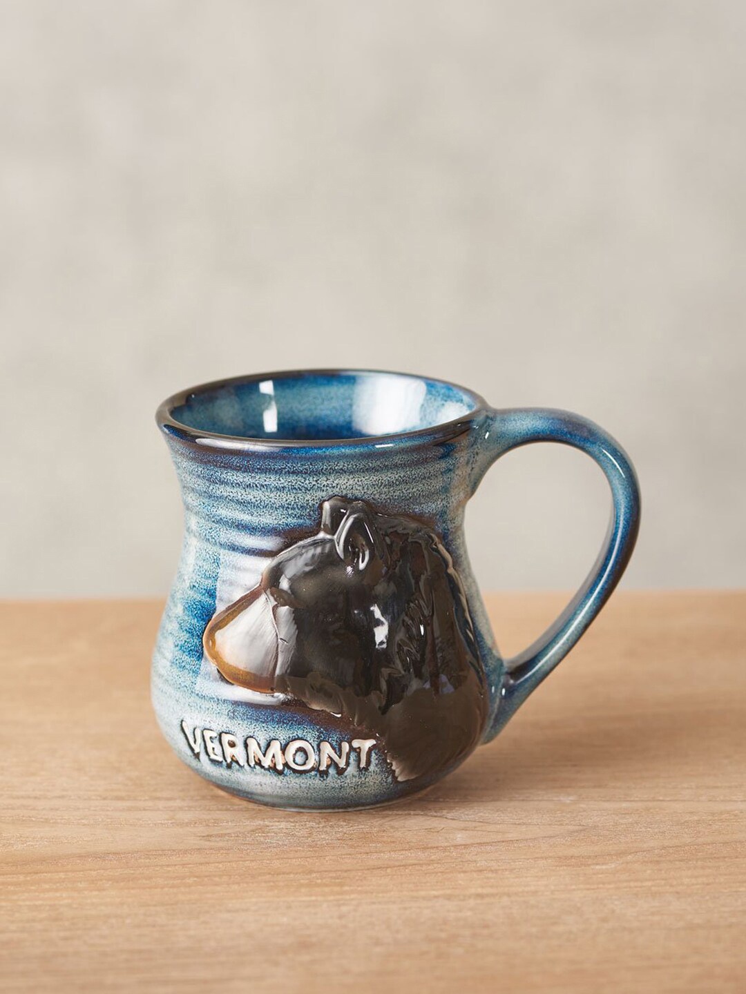

THEDECORKART Blue & White Textured Stoneware Glossy Mug