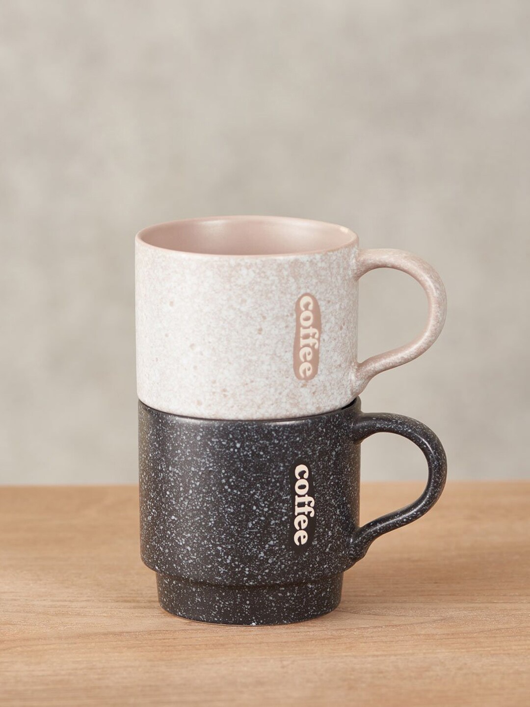 

THEDECORKART Set of 2 Multicoloured Textured Ceramic Glossy Mugs, Multi