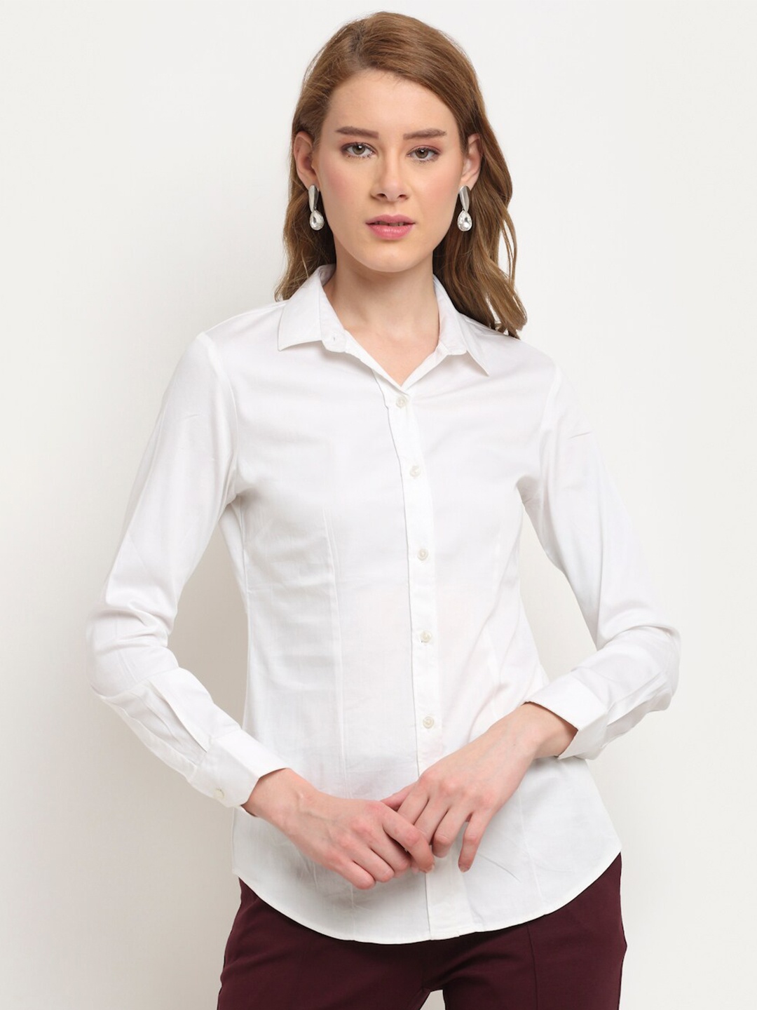 

Crozo By Cantabil Women White Opaque Formal Shirt