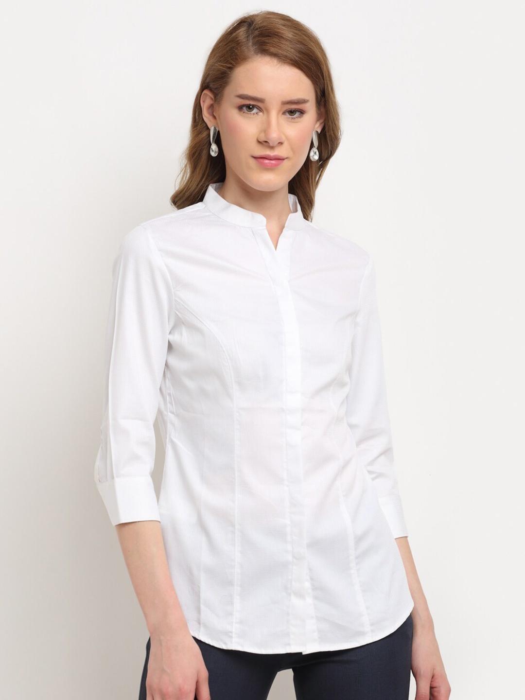 

Crozo By Cantabil Women White Opaque Formal Shirt