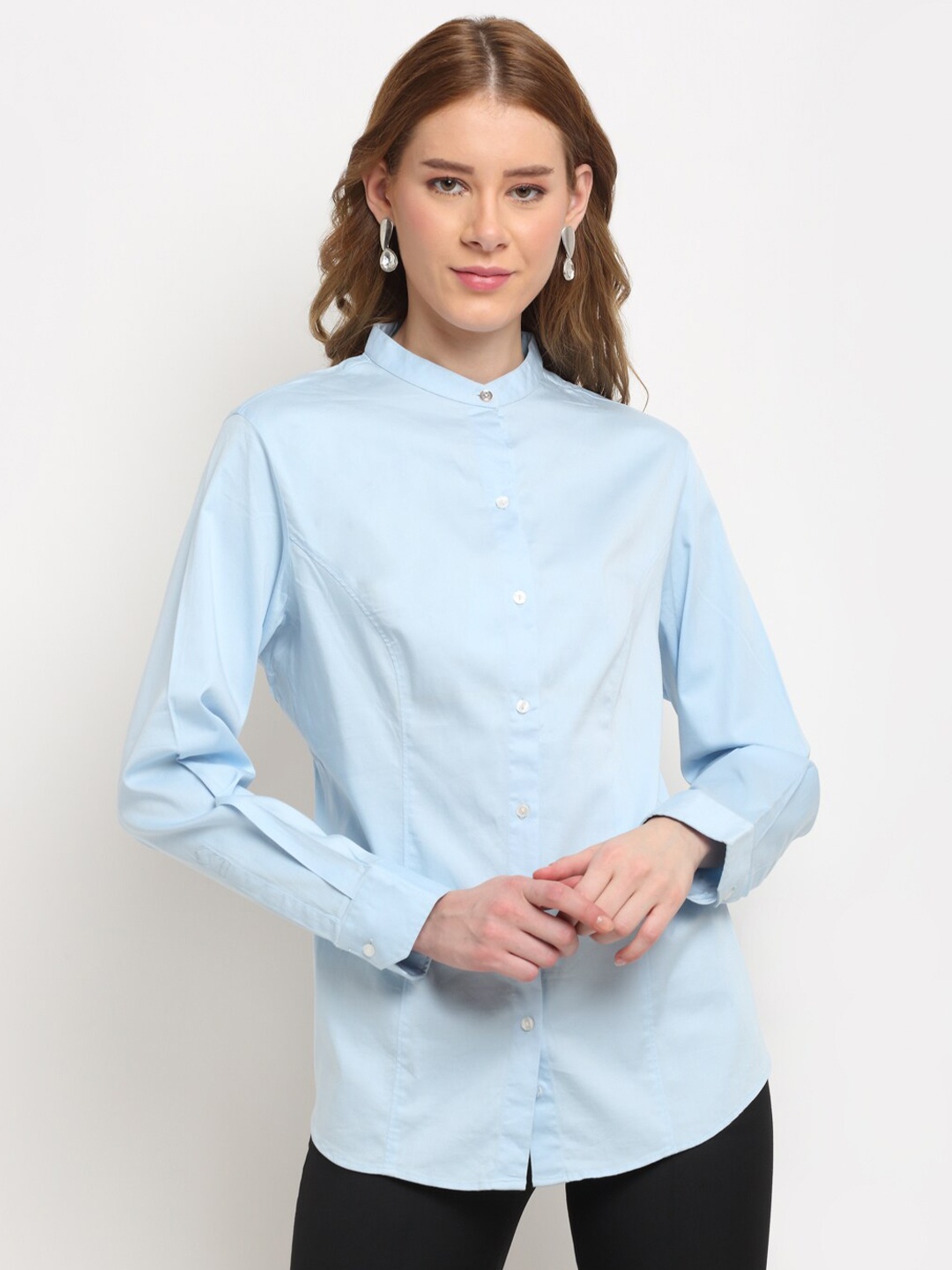 

Crozo By Cantabil Women Blue Opaque Formal Shirt