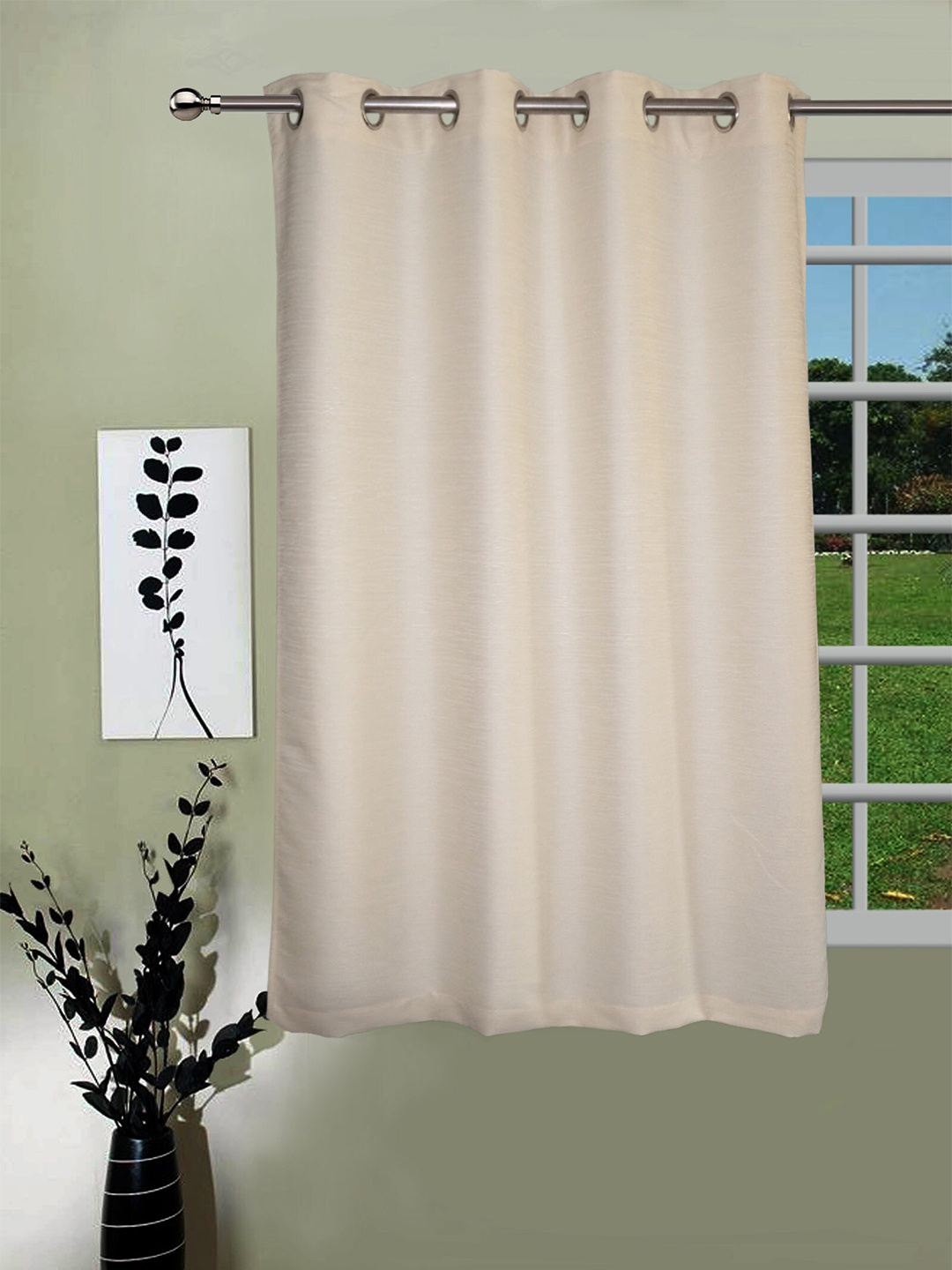 

Lushomes Cream-Coloured Window Curtain