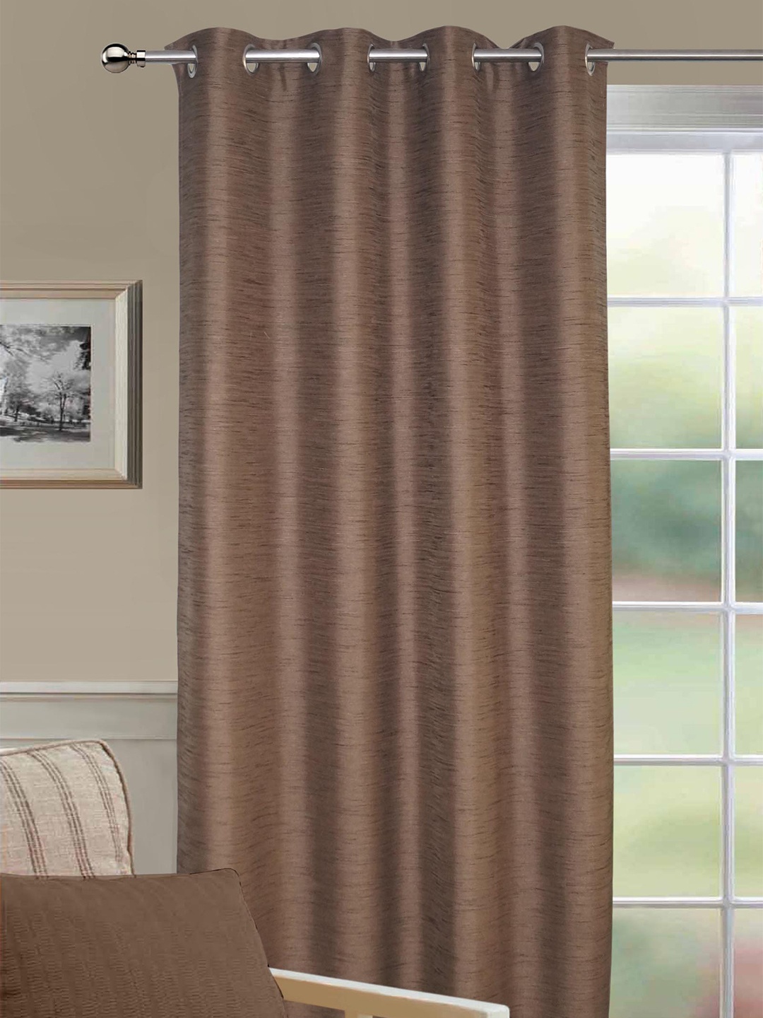 

Lushomes Coffee Brown Matka Silk Long Door Curtain