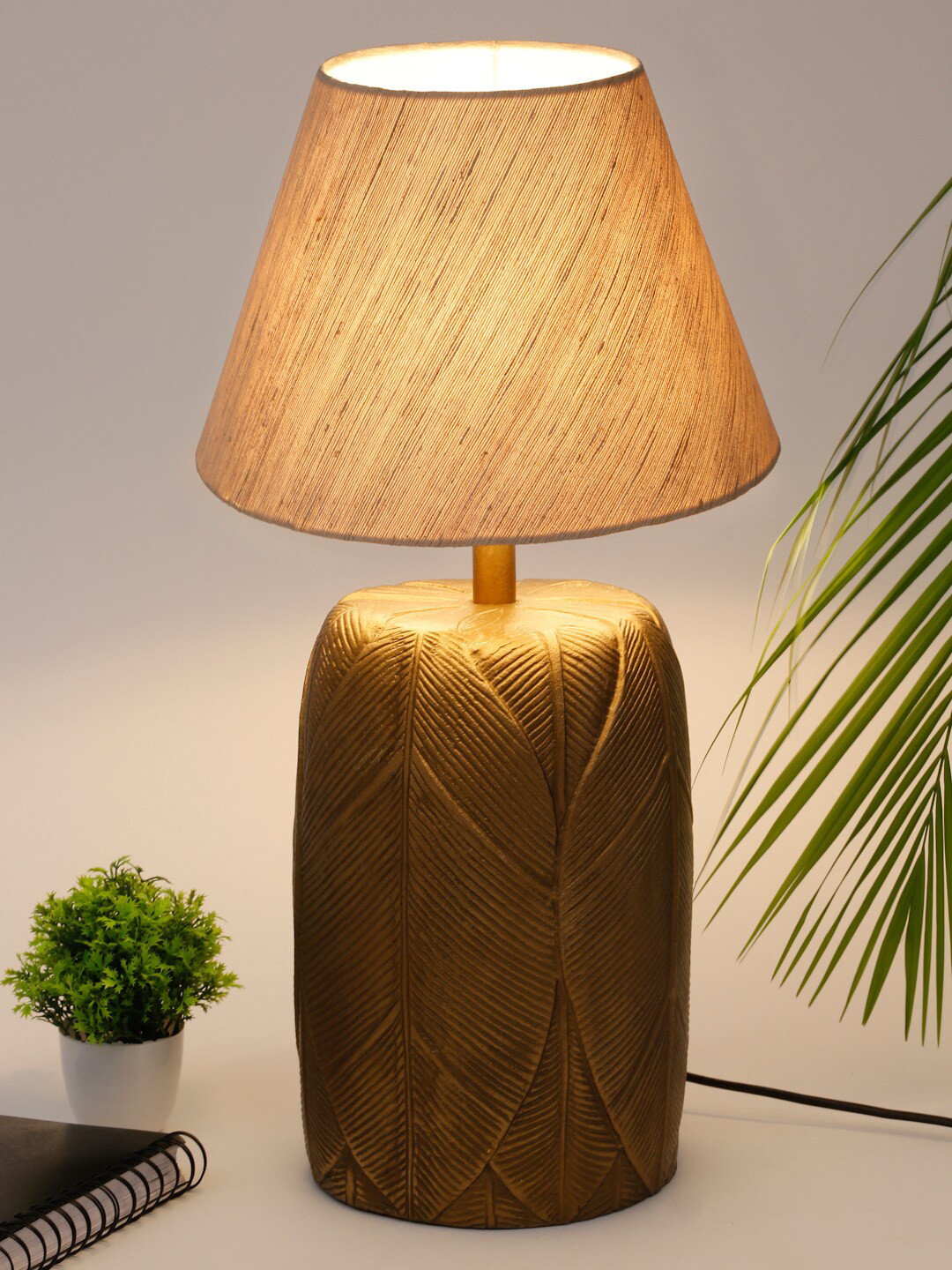 

Fabindia Beige Frustum Comtemporary Silk Cotton Table Lamps