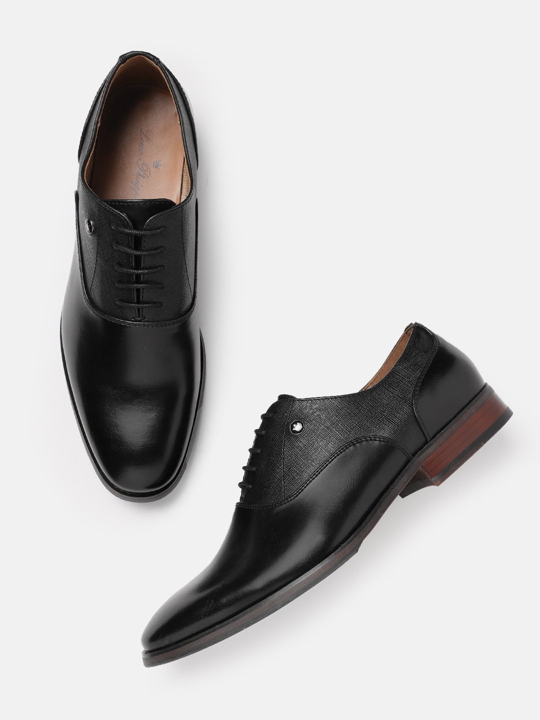

Louis Philippe Men Leather Formal Oxfords, Black