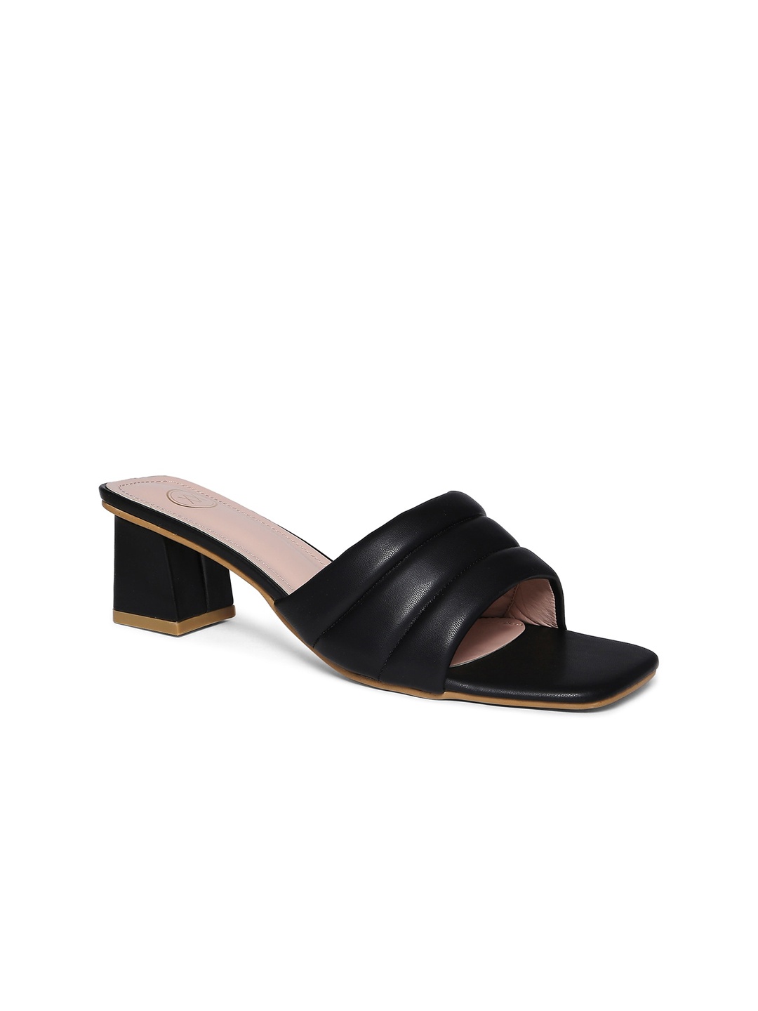 

20Dresses Black Textured PU Block Sandals