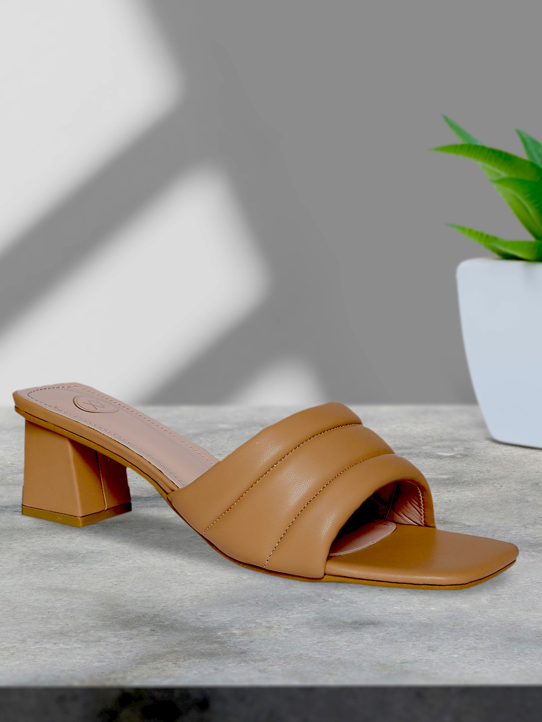 

20Dresses Beige PU Block Peep Toes with Buckles