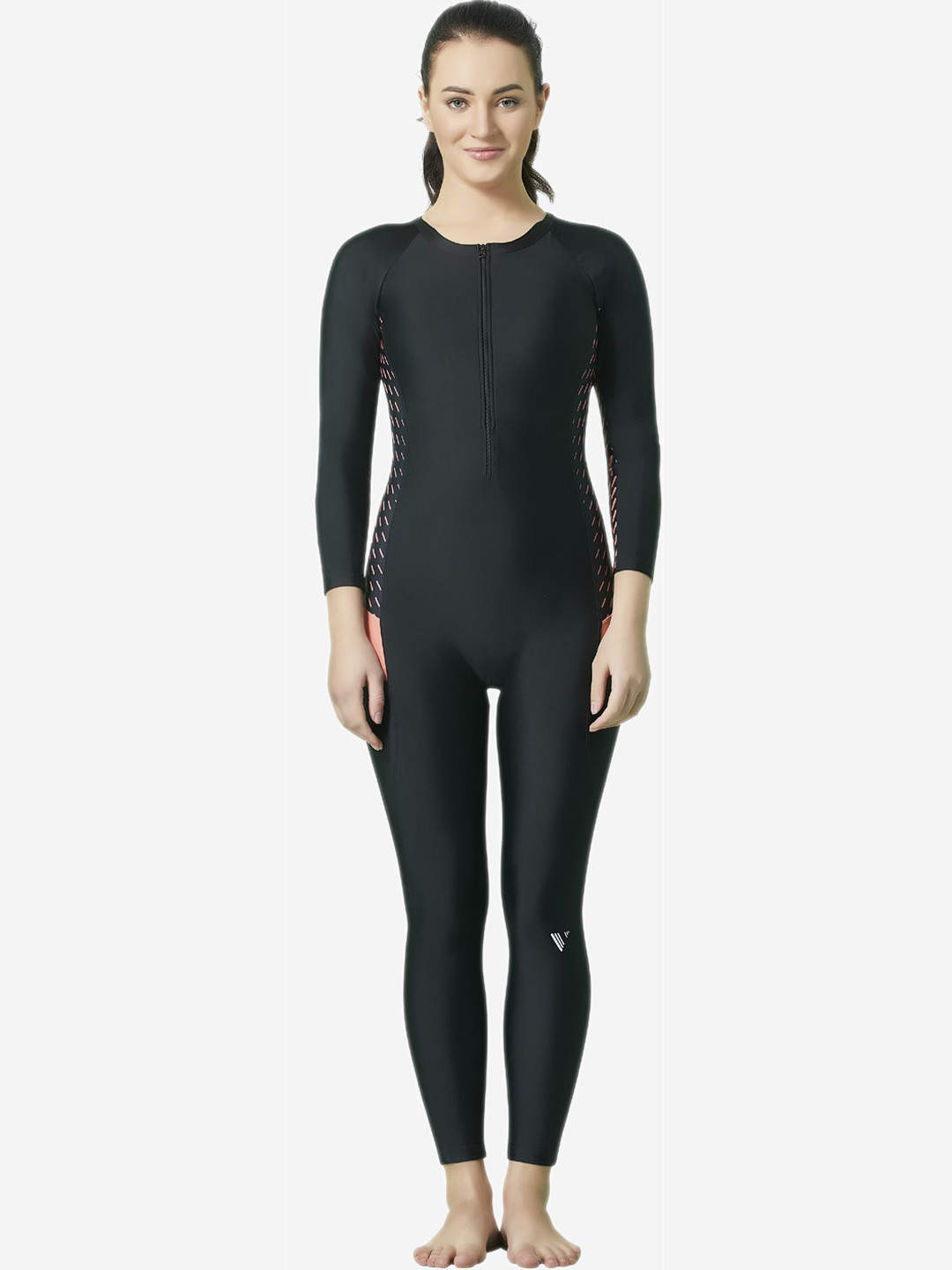 

VELOZ Women Black Printed Swim Bodysuit