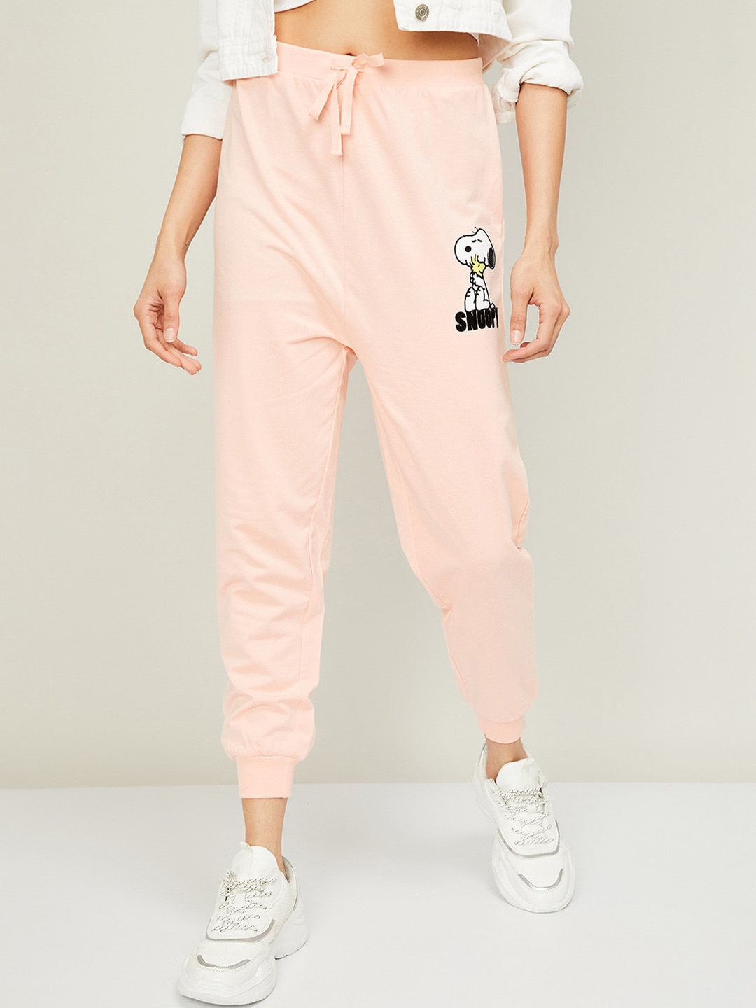 

Ginger by Lifestyle Women Peach-Coloured Joggers Trousers