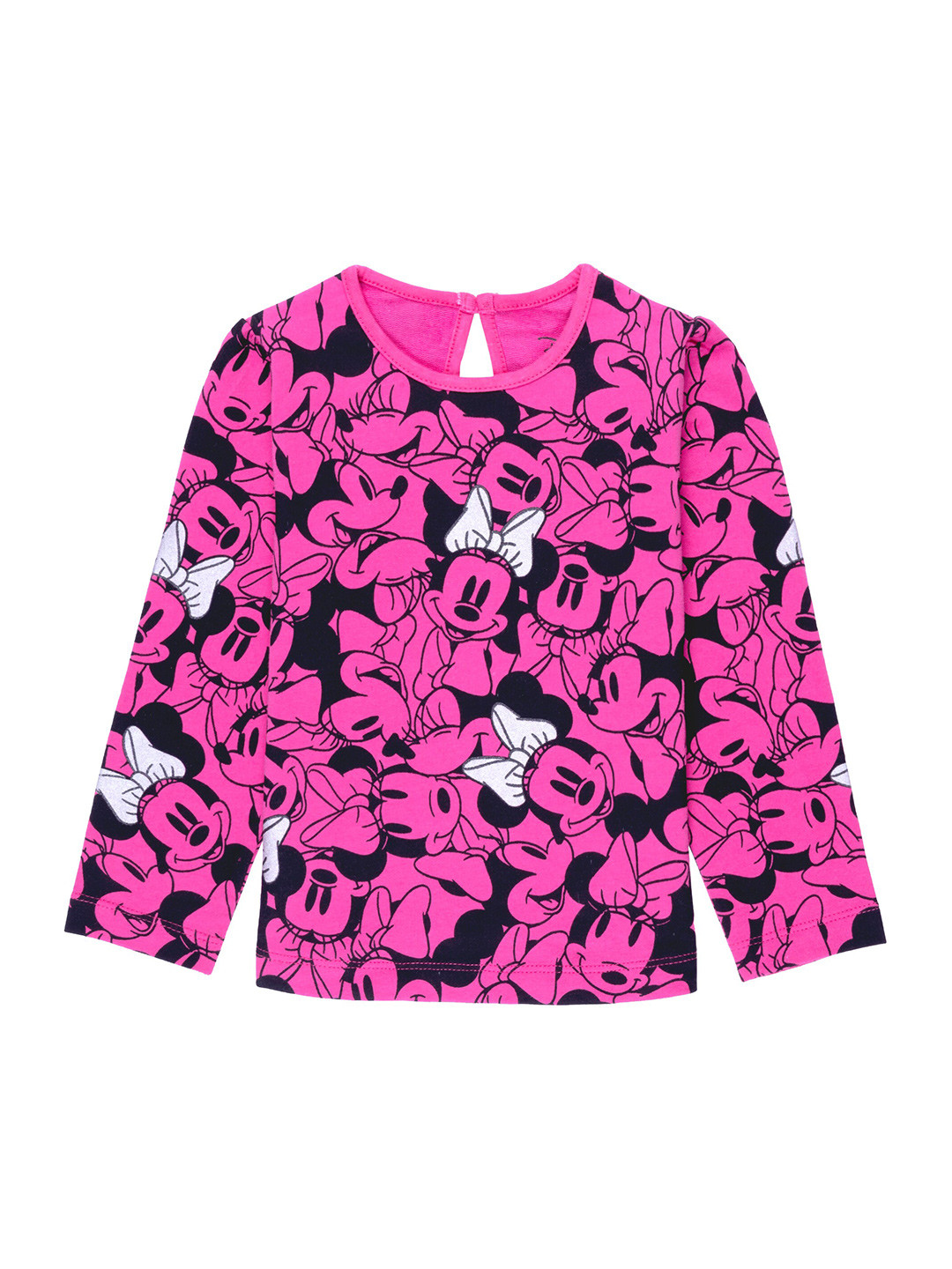 

Disney Girls Pink & Black Minnie Mouse Printed Round Neck T-shirt
