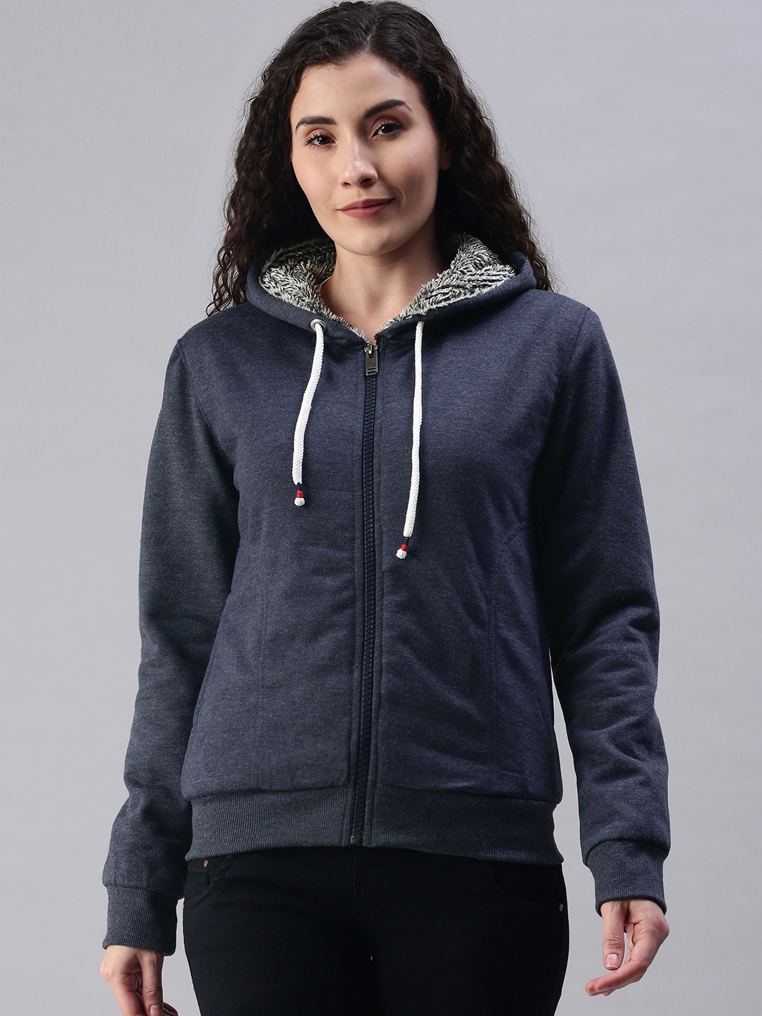 

ADBUCKS Women Navy Blue Solid Cotton Regular Tailored Jacket