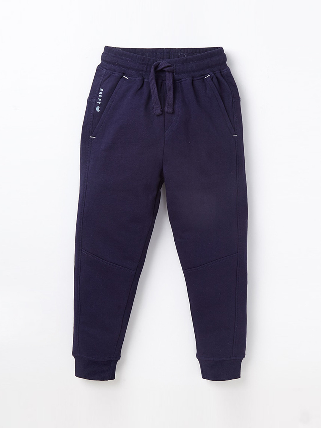 

Ed-a-Mamma Boys Navy Blue Solid Pure Cotton Joggers